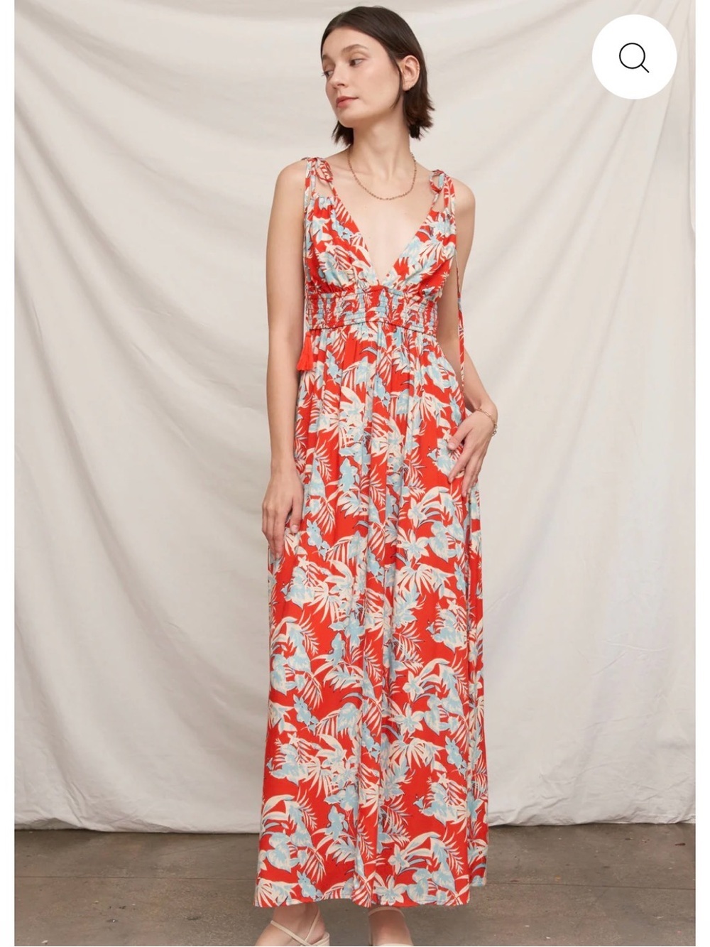 En Creme Tropic Muse Maxi Dress Tropical Print Vibrant Colors